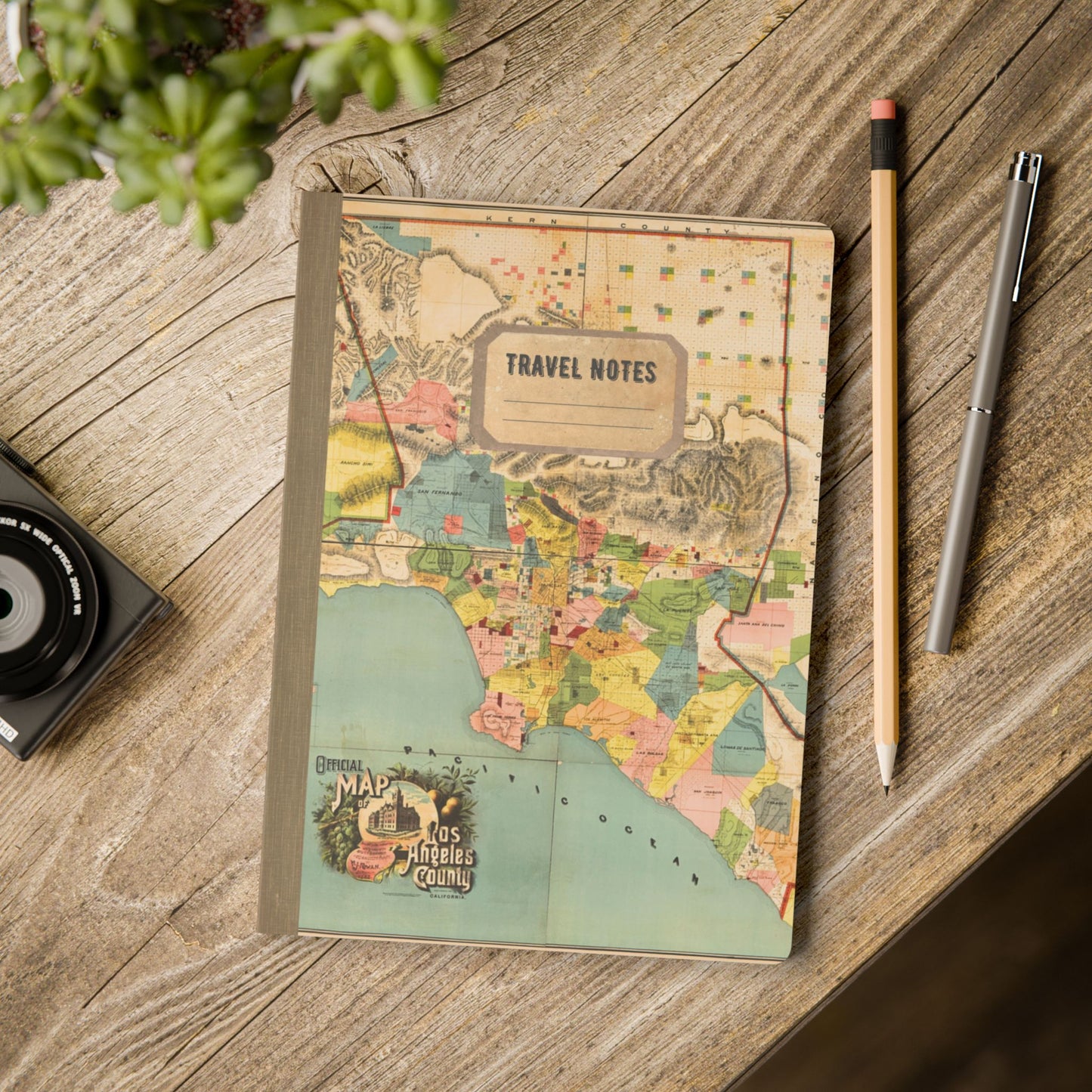 Los Angeles County Vintage Map | Softcover Travel Journal with Inside Illustrations