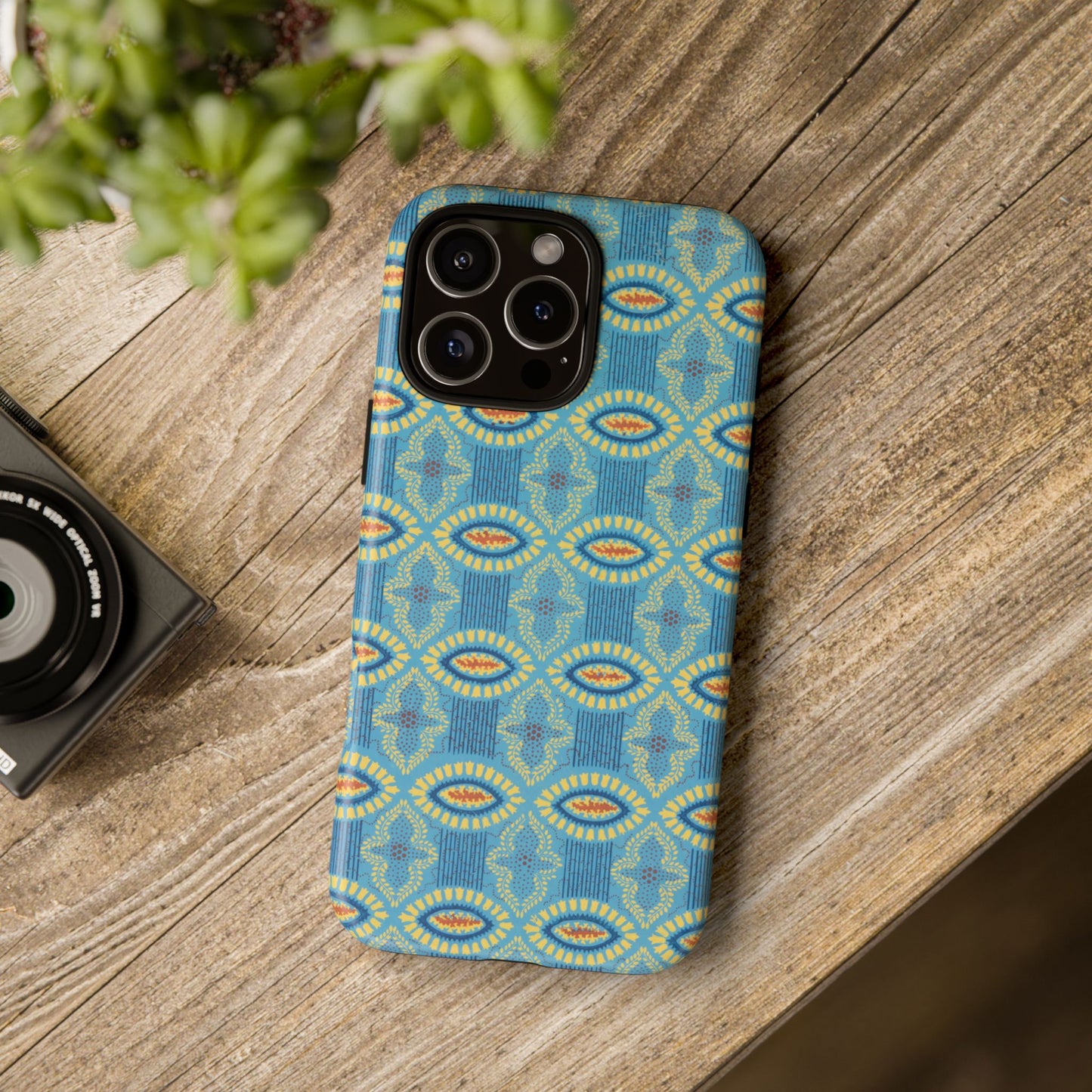 Turquoise Retro Geometric iPhone Case