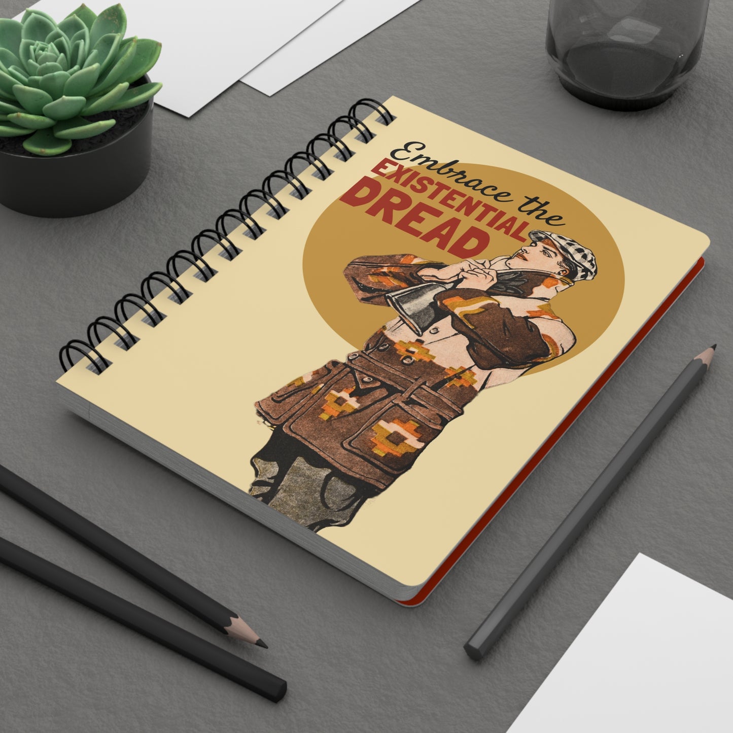 Embrace the Existential Dread | Retro Art Spiral Notebook