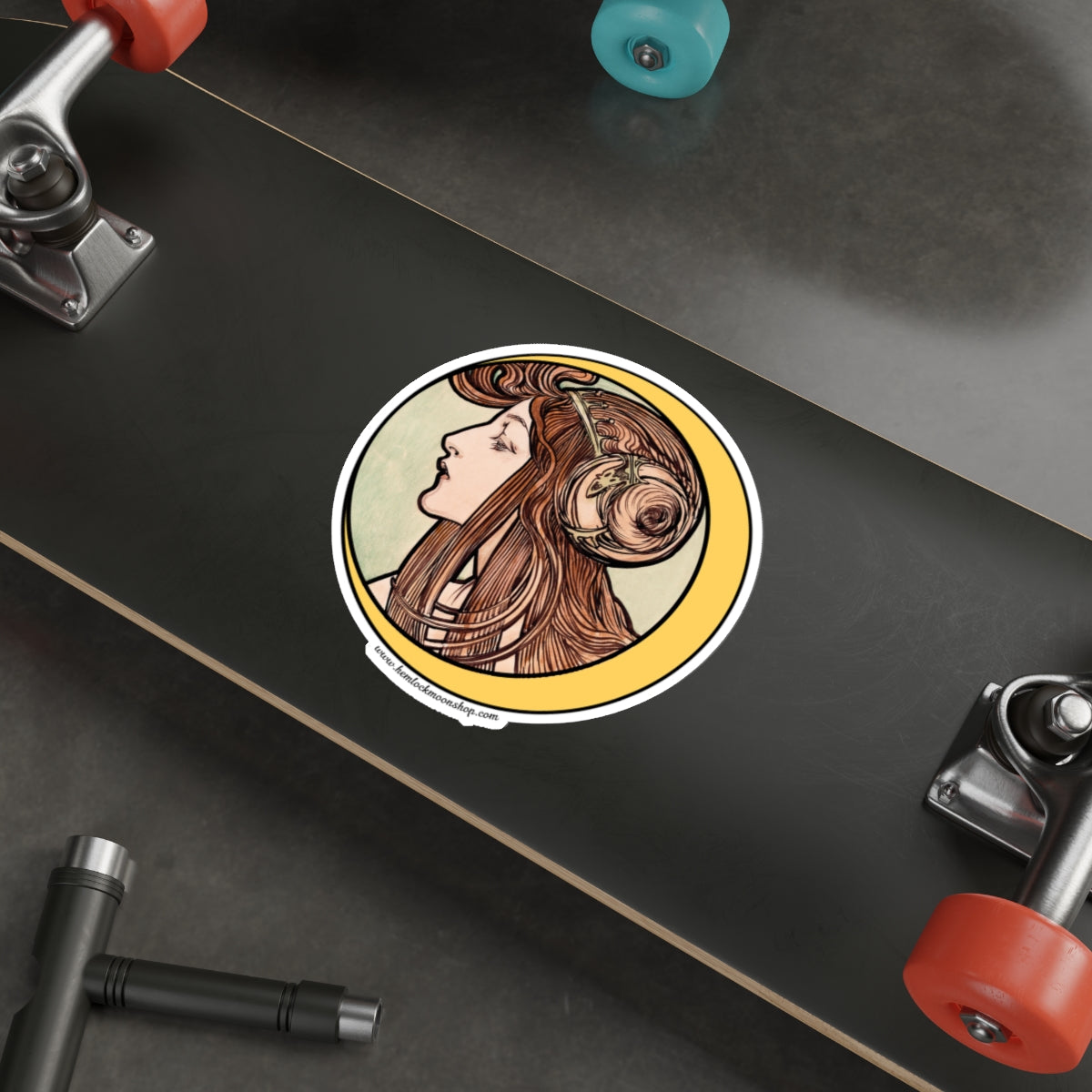 Crescent Moon Art Nouveau Sticker :: All-Weather, Water-Resistant Vinyl (5 sizes)