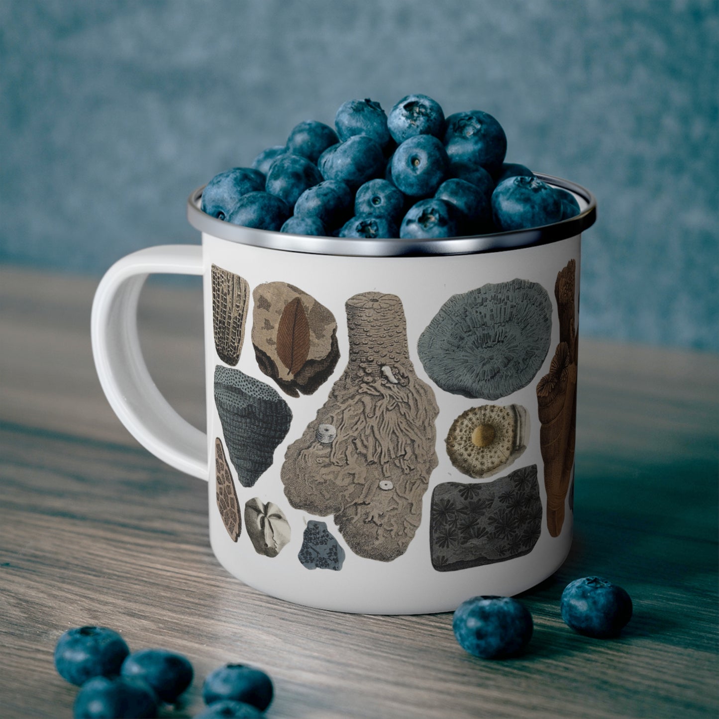 Antique Fossil Art Enamel Camp Mug