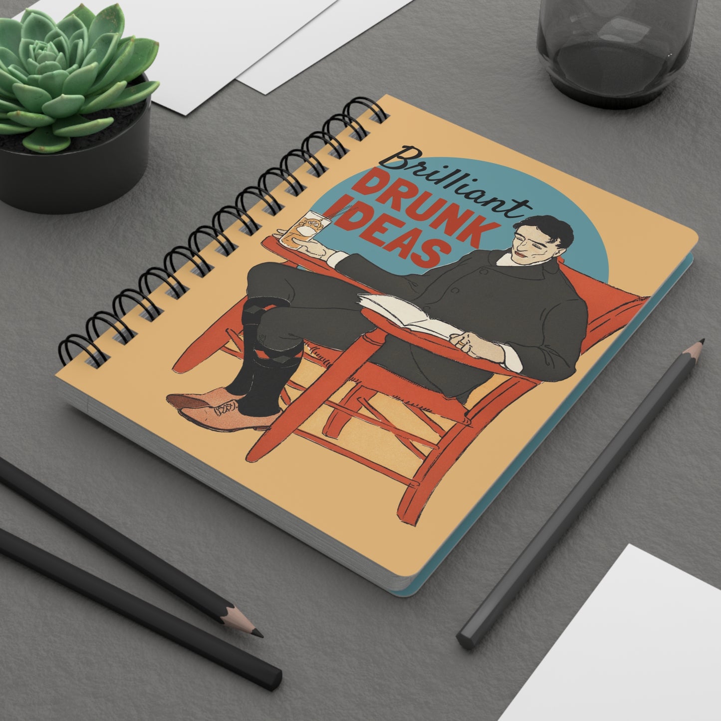 Brilliant Drunk Ideas | Retro Art Spiral Notebook