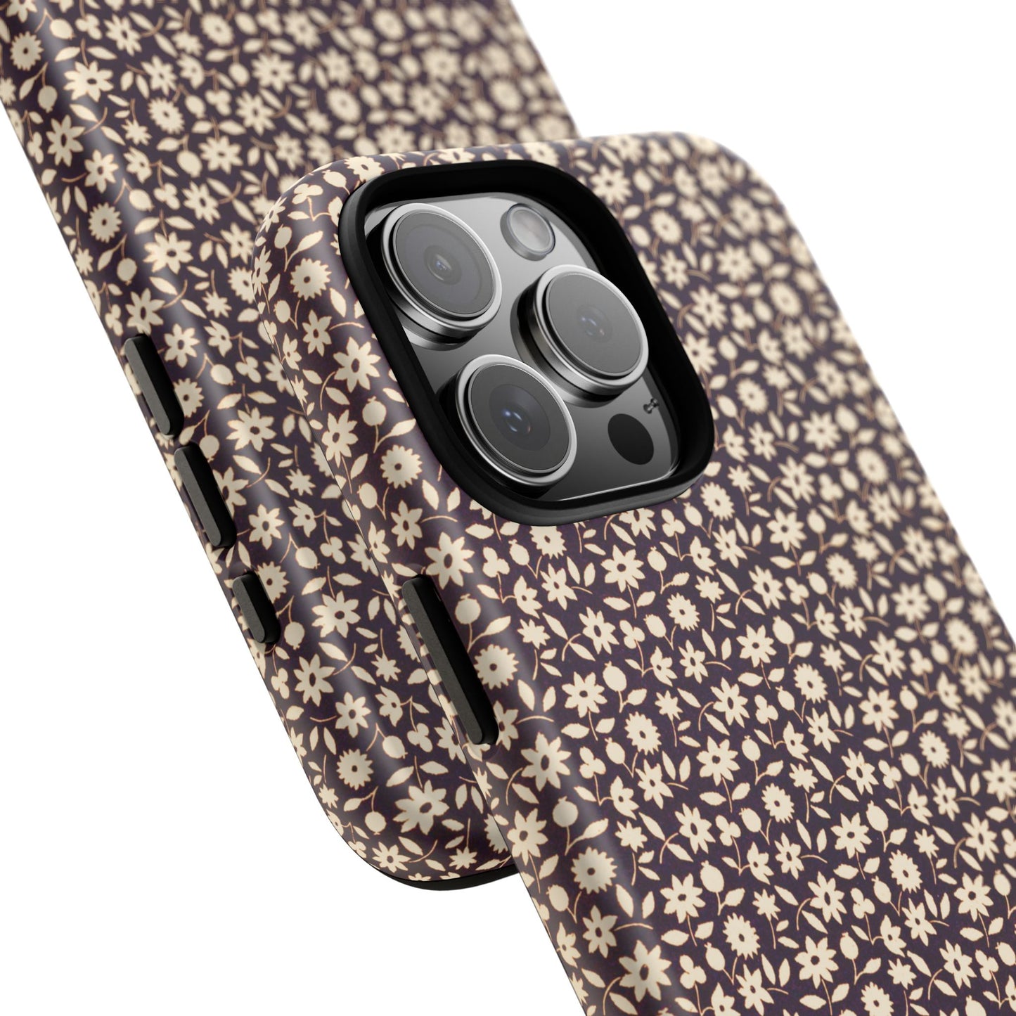 Coffee and Cream Vintage Floral Pattern iPhone Case