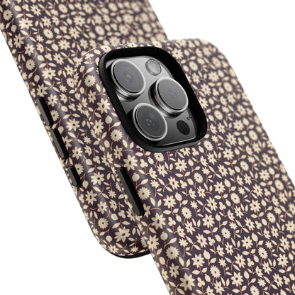 Coffee and Cream Vintage Floral Pattern iPhone Case