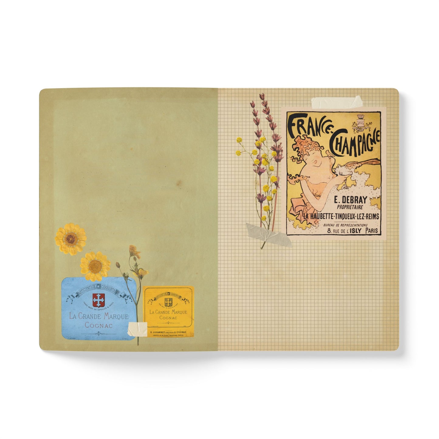 Paris Vintage Map  | Softcover Travel Journal with Inside Illustrations