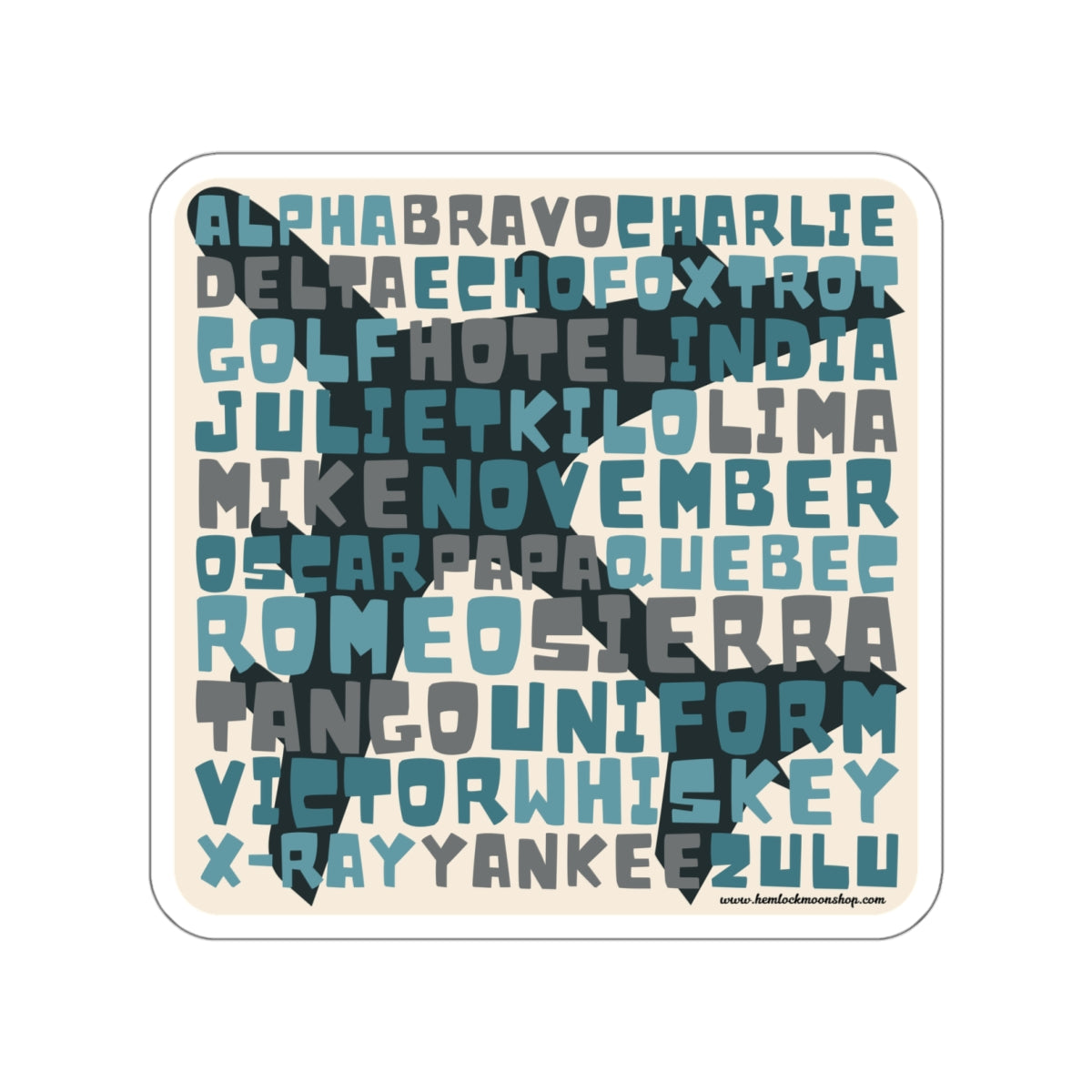 Blue Retro Aviation Alphabet Sticker :: All-Weather, Water-Resistant Vinyl (5 sizes)