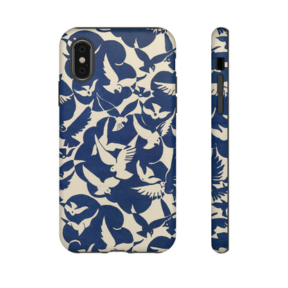 Blue Sky Birds Flying Retro iPhone Case
