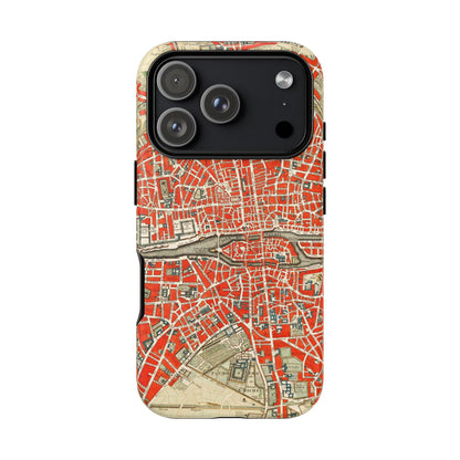 Retro Red Paris Map iPhone Case