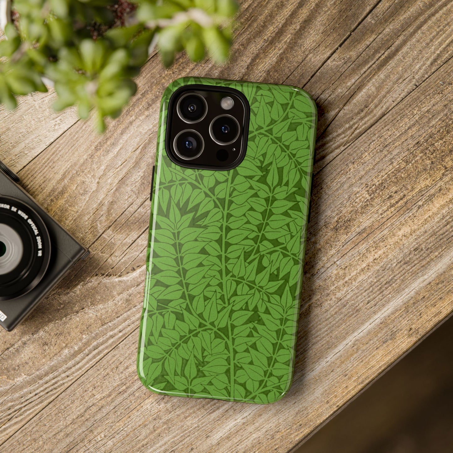 Antique Green Branch Pattern by William Morris iPhone Case