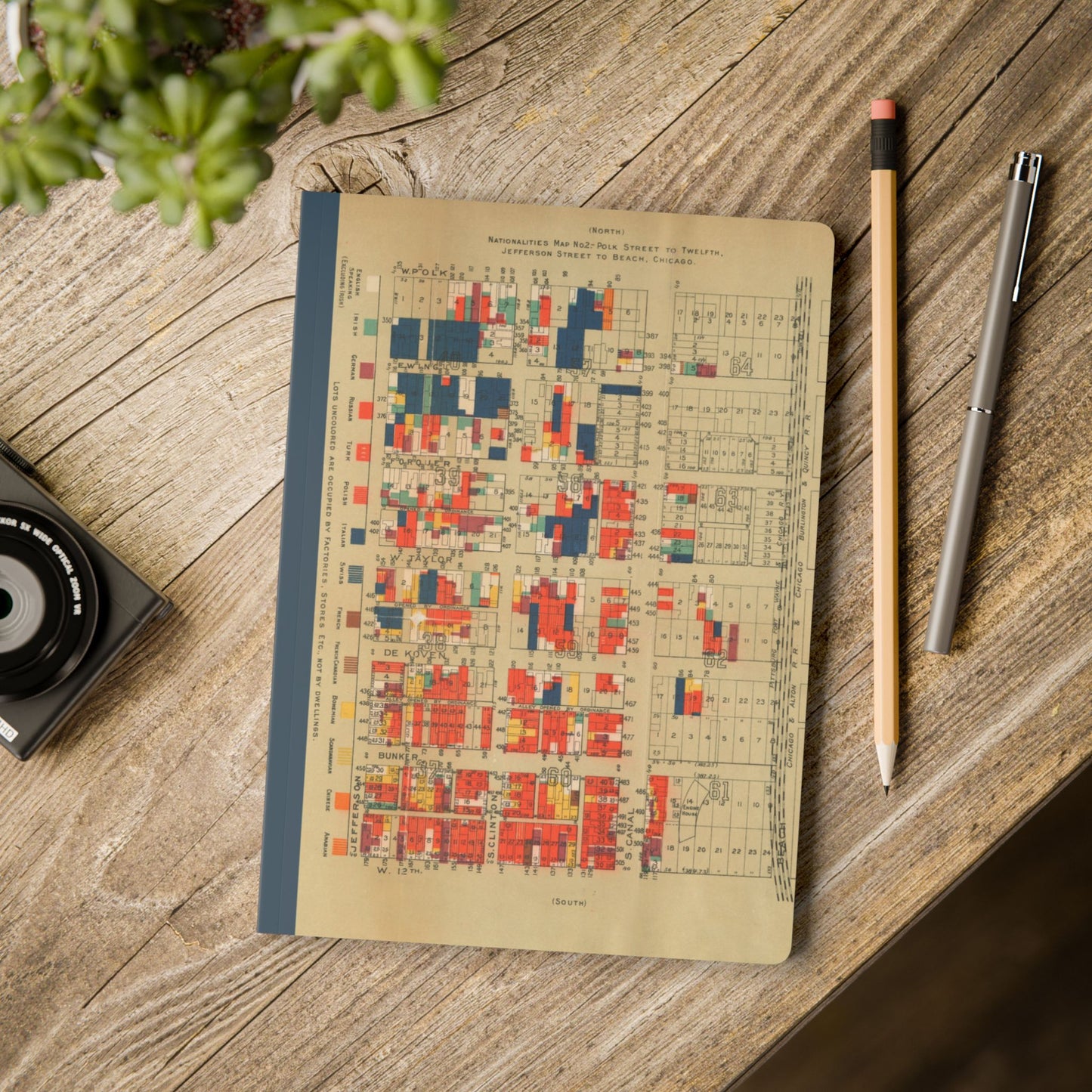 Chicago Nationalities Vintage Map | Softcover Notebook with Inside Maps