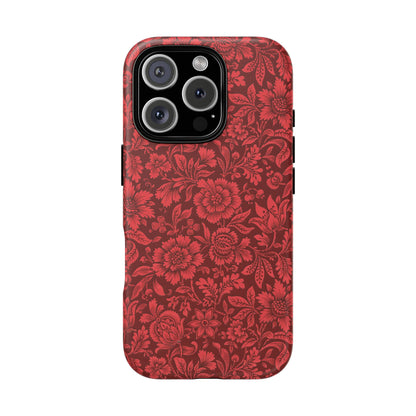 Vintage Crimson Floral Botanical iPhone Case