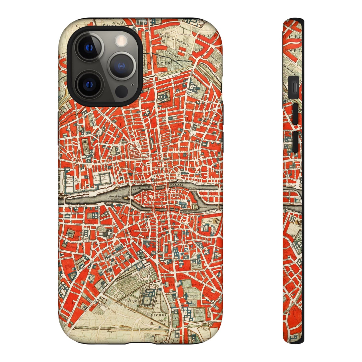 Retro Red Paris Map iPhone Case