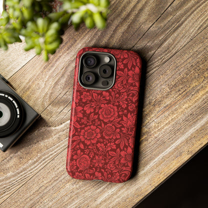 Vintage Crimson Floral Botanical iPhone Case
