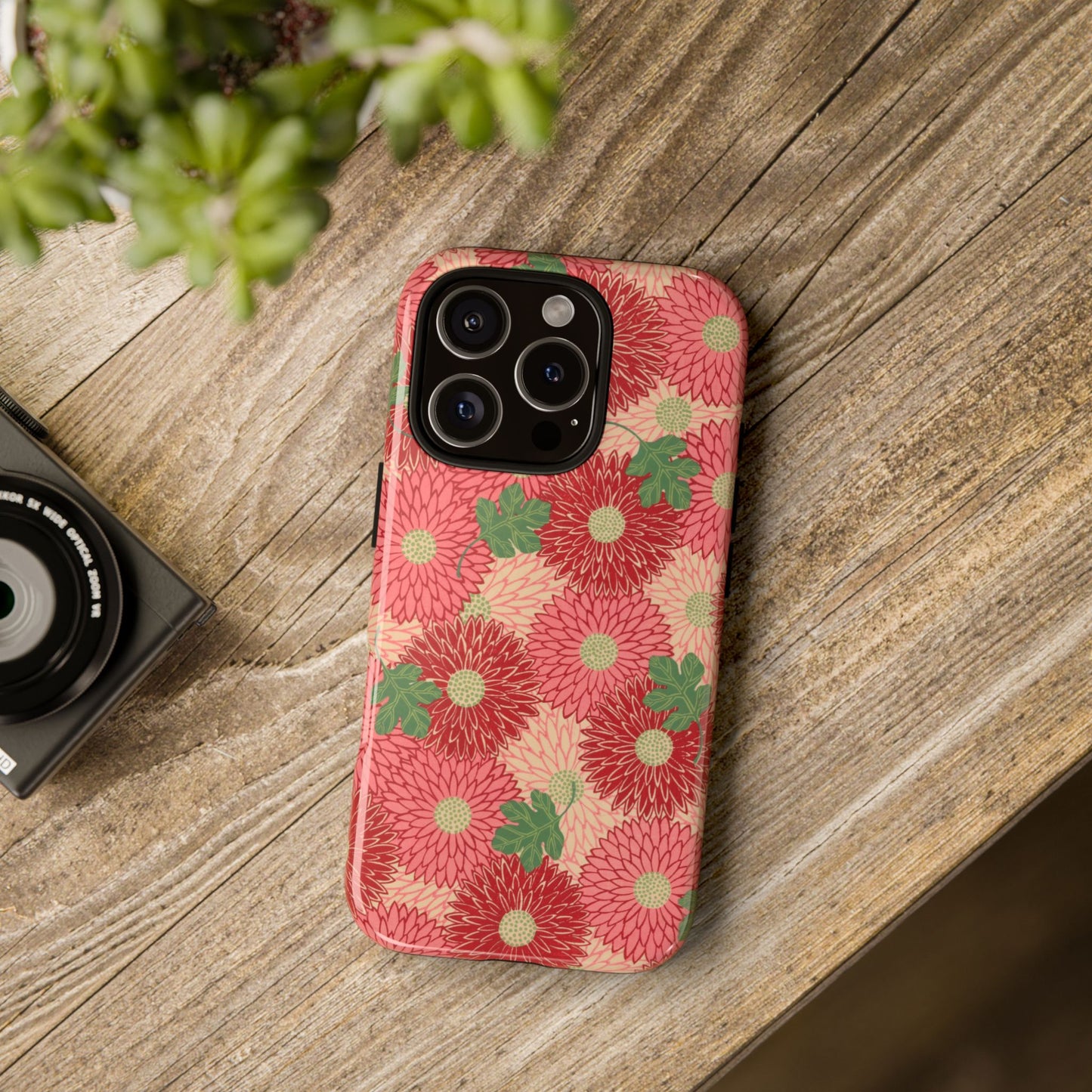 Pink Chrysanthemums Vintage iPhone Case