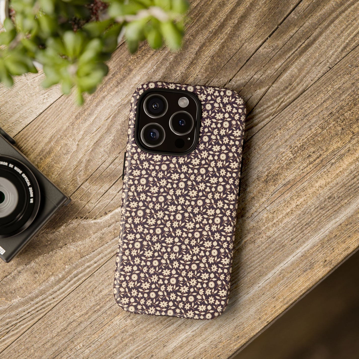 Coffee and Cream Vintage Floral Pattern iPhone Case