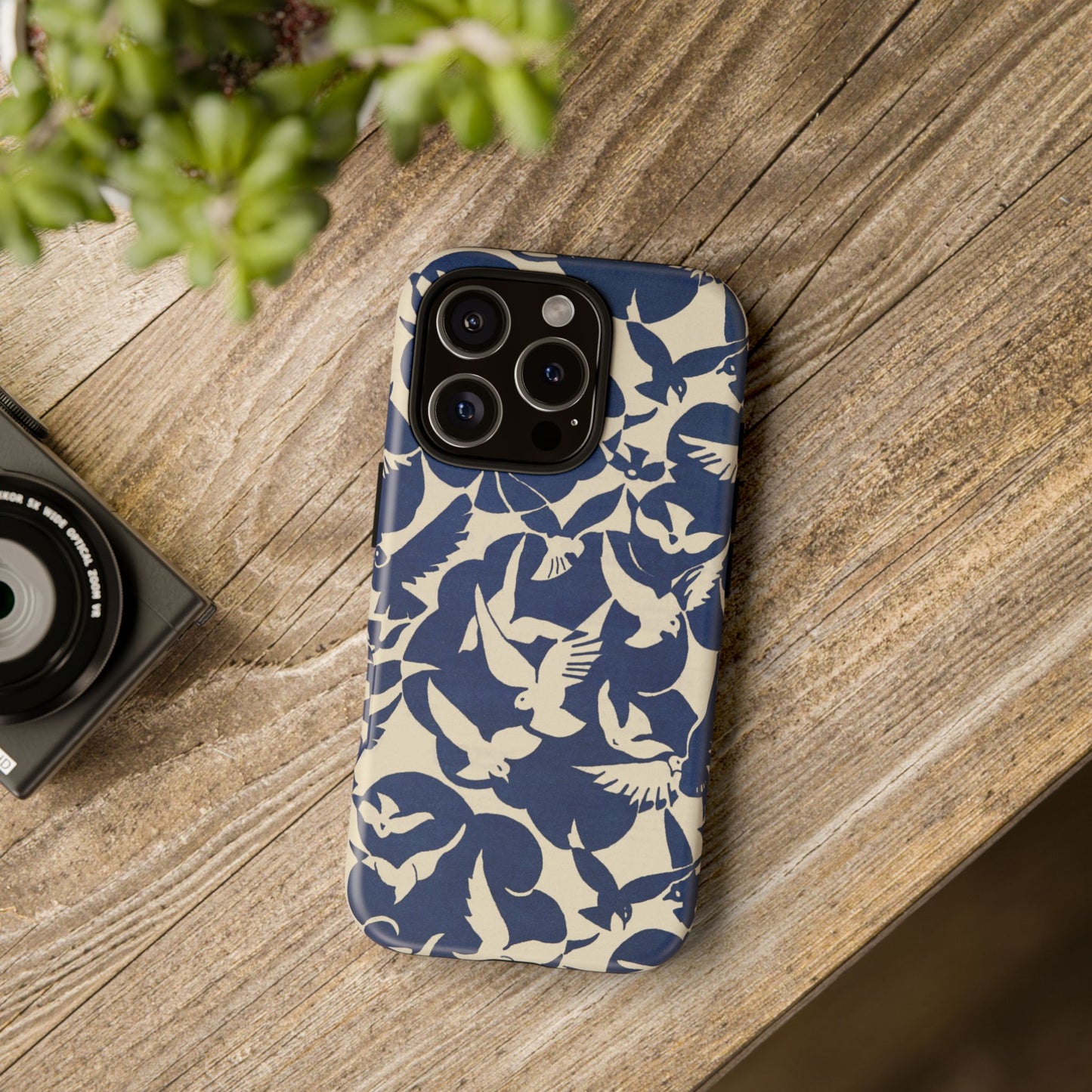 Blue Sky Birds Flying Retro iPhone Case