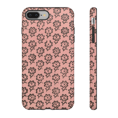 Dutch Pink & Brown Scattered Pattern Floral iPhone Case