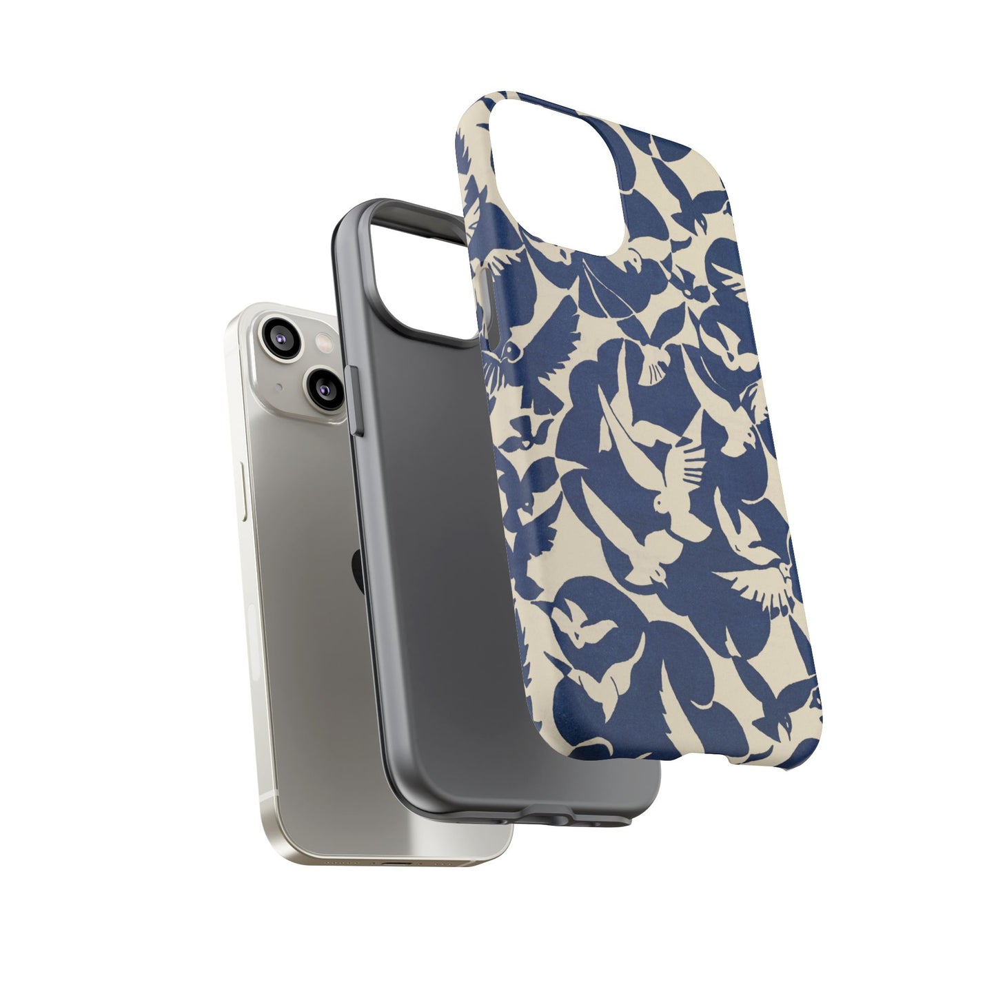 Blue Sky Birds Flying Retro iPhone Case