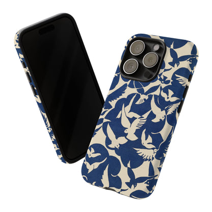 Blue Sky Birds Flying Retro iPhone Case
