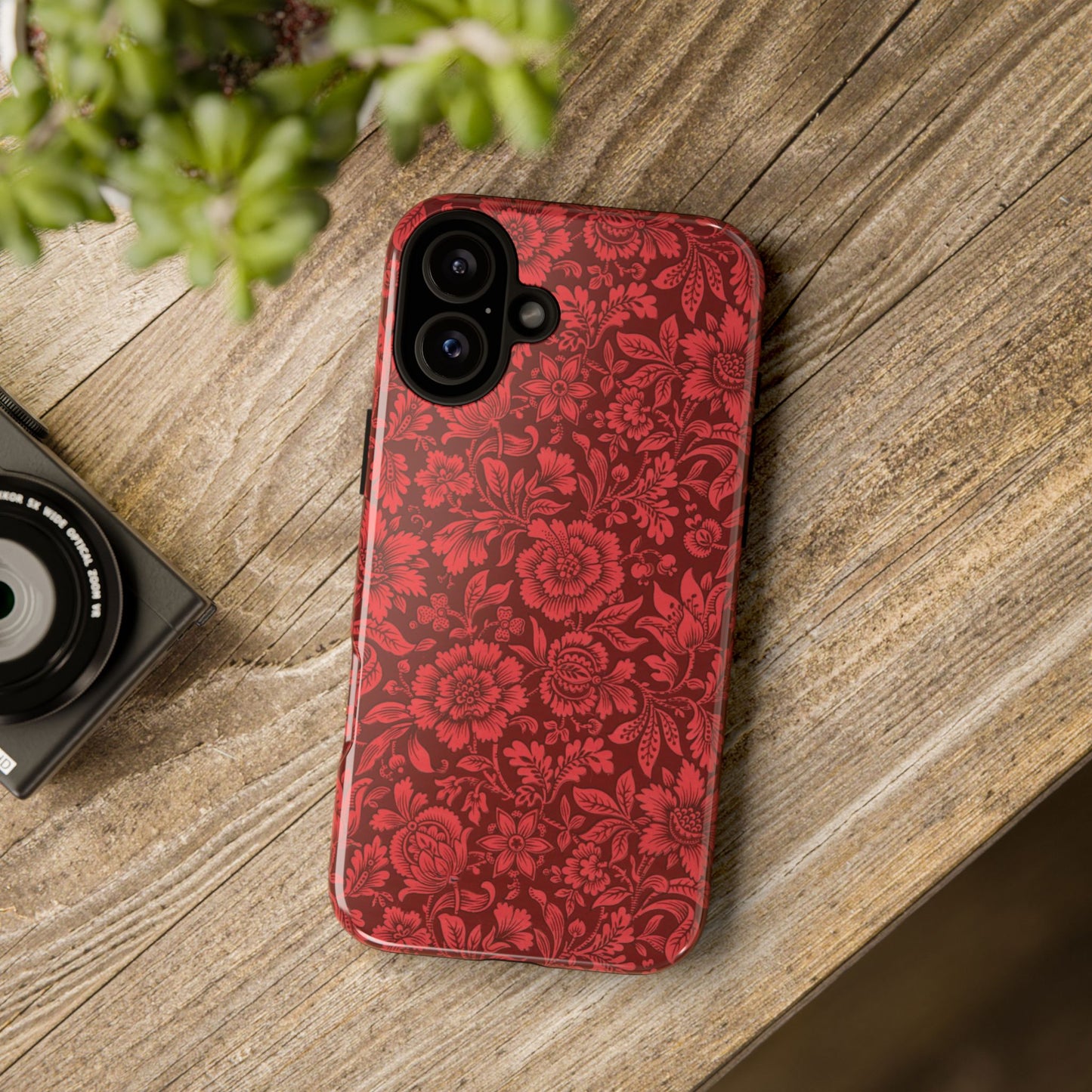 Vintage Crimson Floral Botanical iPhone Case