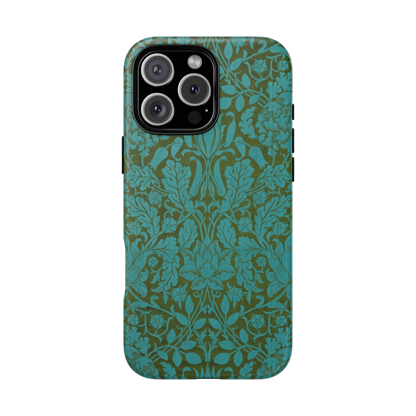 Aqua & Olive Oak Pattern by William Morris iPhone Case