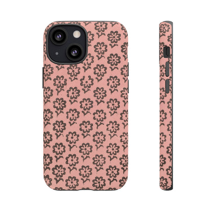 Dutch Pink & Brown Scattered Pattern Floral iPhone Case