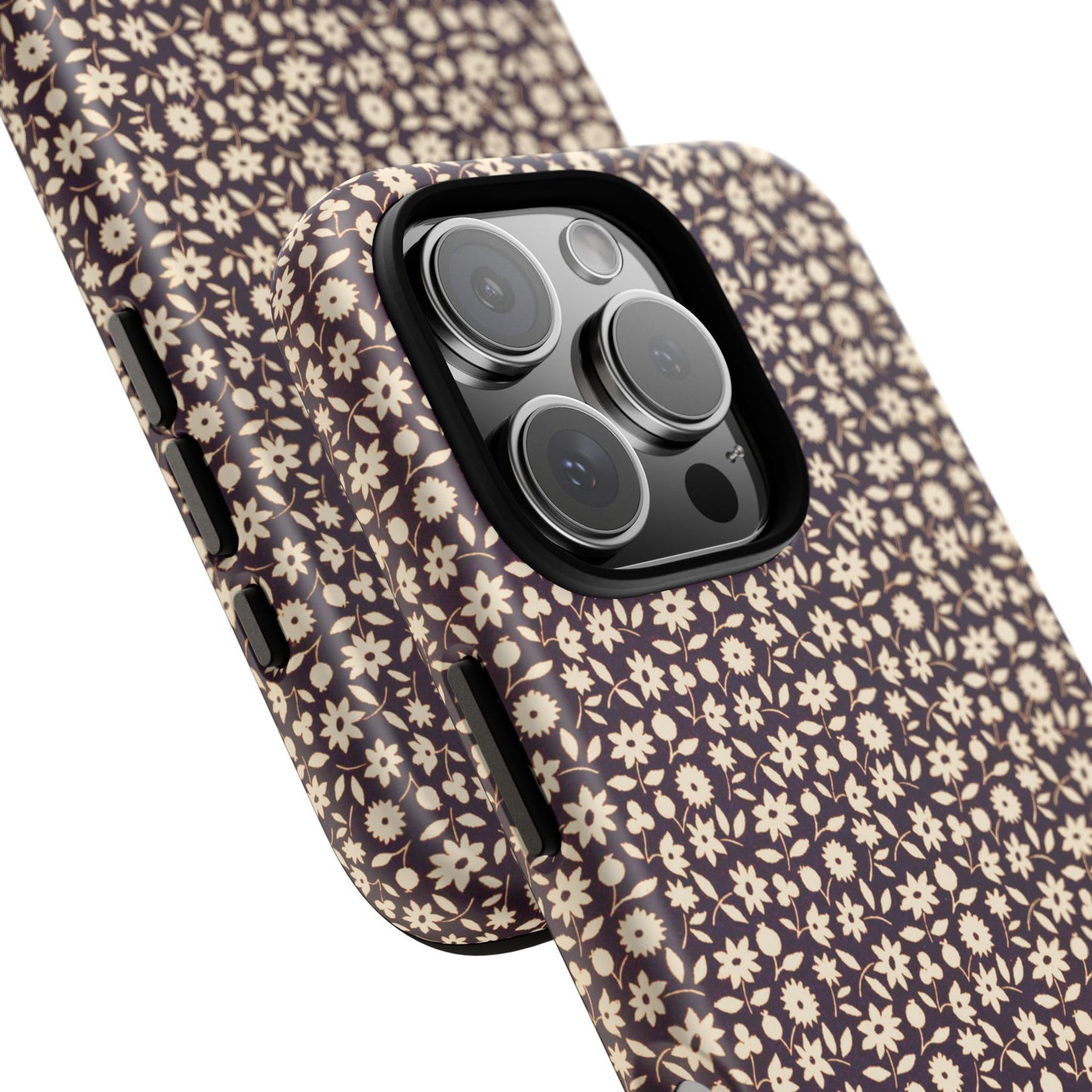Coffee and Cream Vintage Floral Pattern iPhone Case