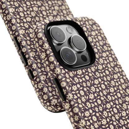 Coffee and Cream Vintage Floral Pattern iPhone Case