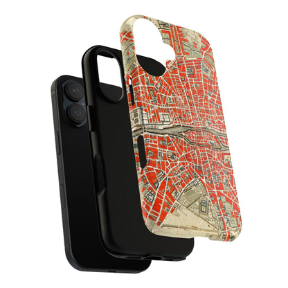 Retro Red Paris Map iPhone Case