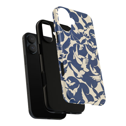 Blue Sky Birds Flying Retro iPhone Case