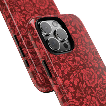 Vintage Crimson Floral Botanical iPhone Case