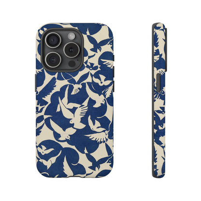 Blue Sky Birds Flying Retro iPhone Case