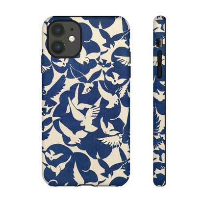 Blue Sky Birds Flying Retro iPhone Case