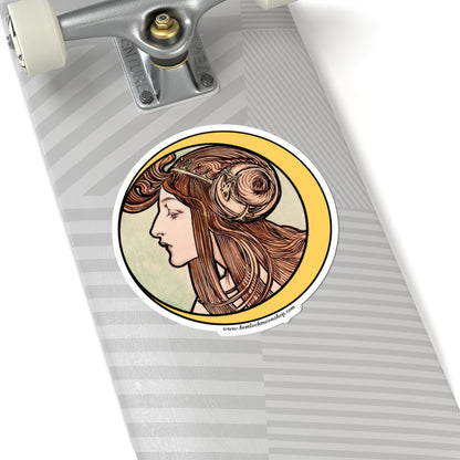 Crescent Moon Art Nouveau Sticker (4 sizes)