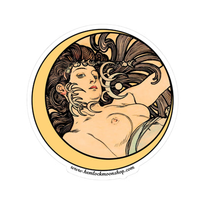 Witch Moon Art Nouveau Sticker (4 sizes)