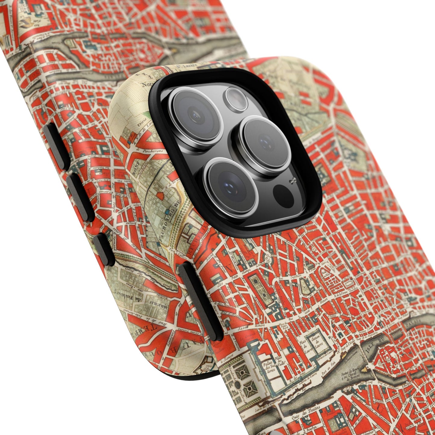 Retro Red Paris Map iPhone Case