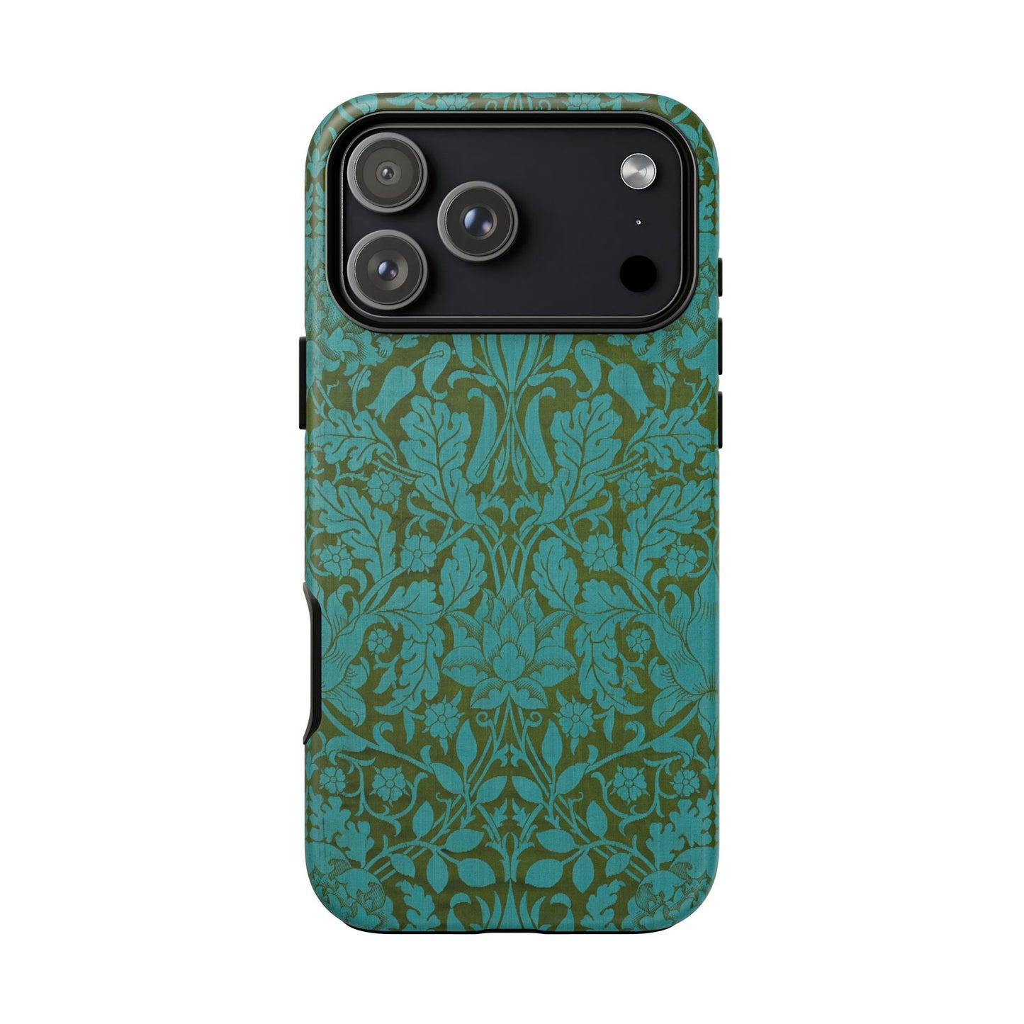 Aqua & Olive Oak Pattern by William Morris iPhone Case