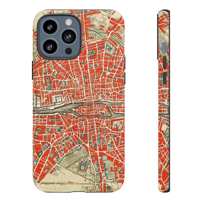 Retro Red Paris Map iPhone Case