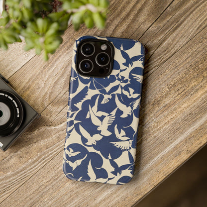 Blue Sky Birds Flying Retro iPhone Case