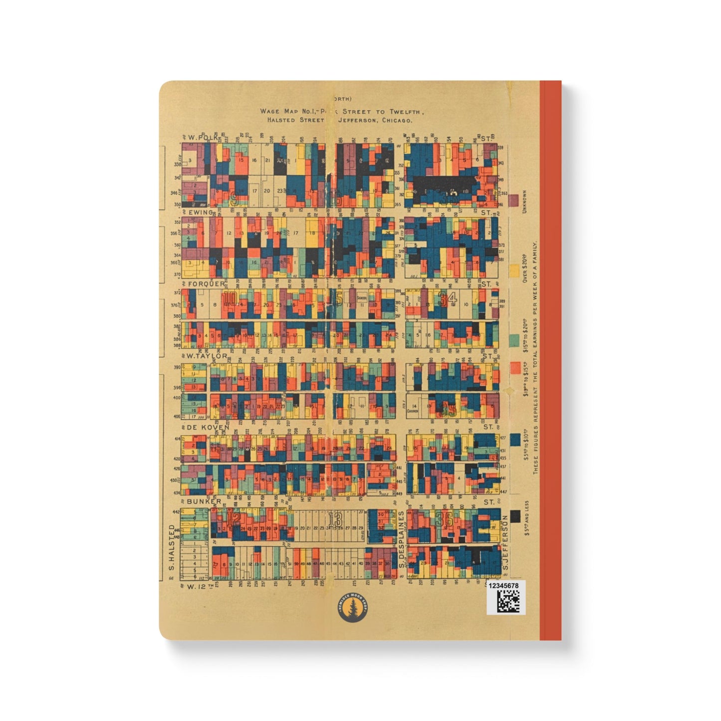 Chicago Vintage Wage Map | Softcover Notebook with Inside Maps