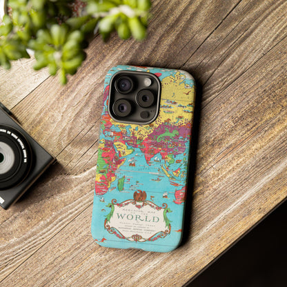 Map of the World Retro Travel iPhone Case
