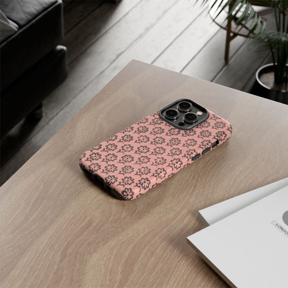 Dutch Pink & Brown Scattered Pattern Floral iPhone Case