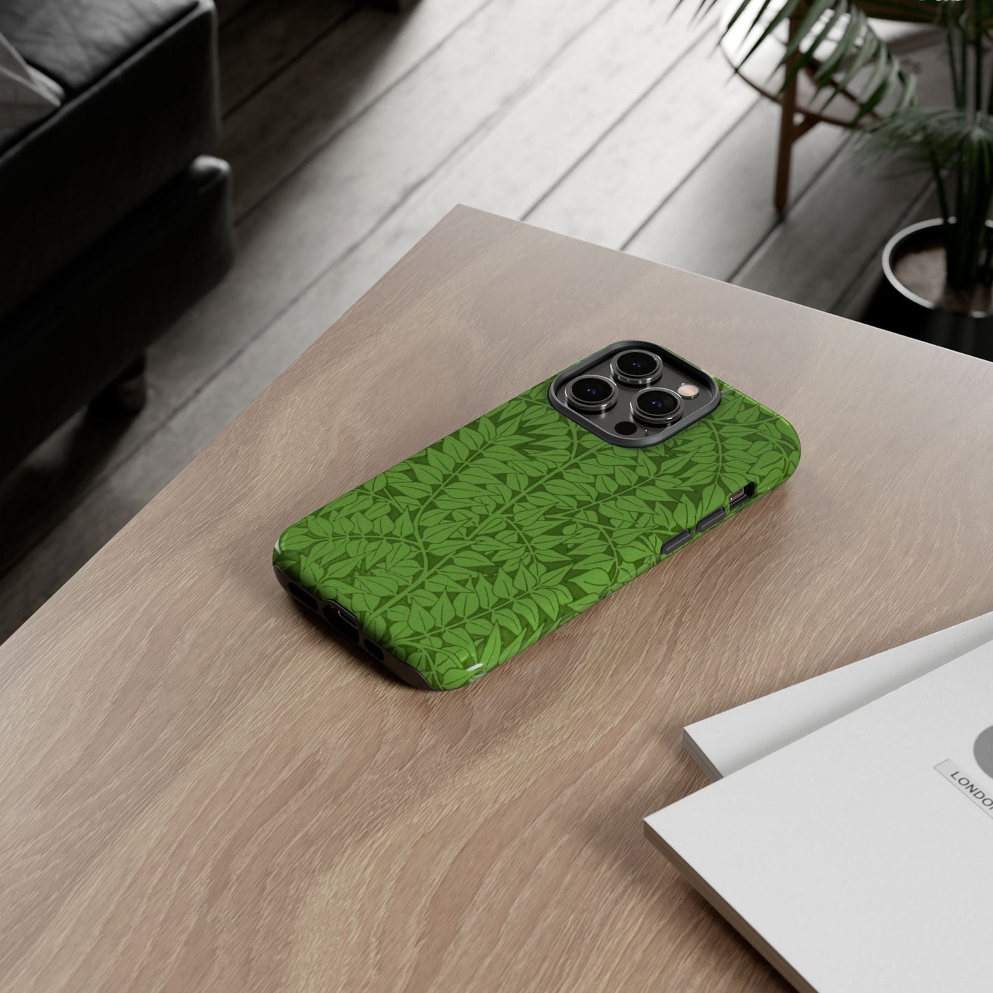 Antique Green Branch Pattern by William Morris iPhone Case
