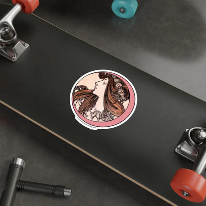 Pink Moon Art Nouveau Sticker :: All-Weather, Water-Resistant Vinyl (5 sizes)