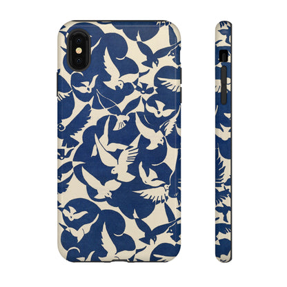 Blue Sky Birds Flying Retro iPhone Case