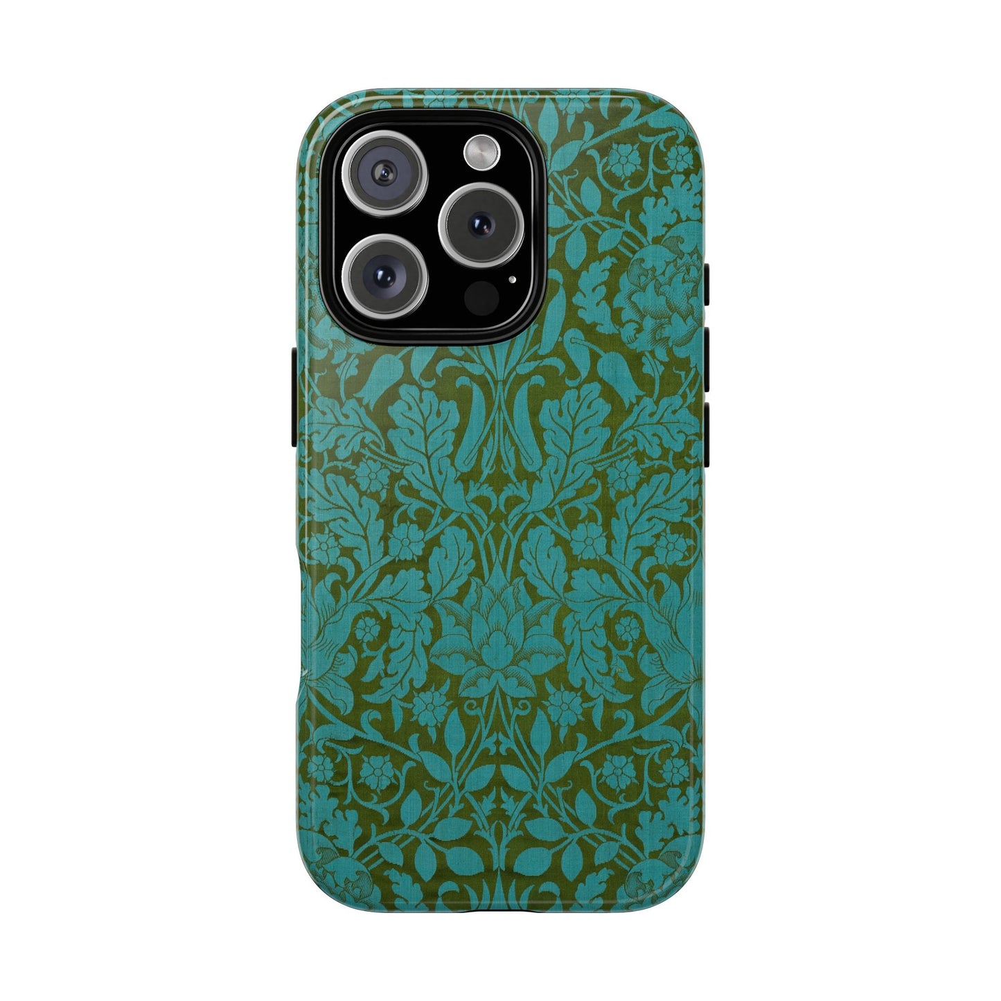 Aqua & Olive Oak Pattern by William Morris iPhone Case