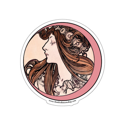 Pink Moon Art Nouveau Sticker :: All-Weather, Water-Resistant Vinyl (5 sizes)