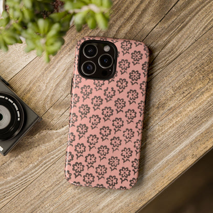 Dutch Pink & Brown Scattered Pattern Floral iPhone Case