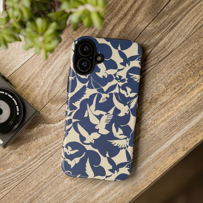 Blue Sky Birds Flying Retro iPhone Case