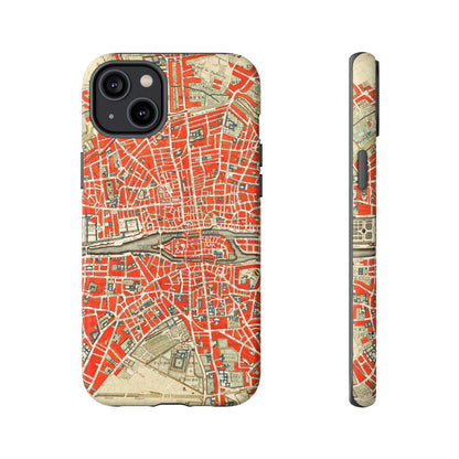 Retro Red Paris Map iPhone Case